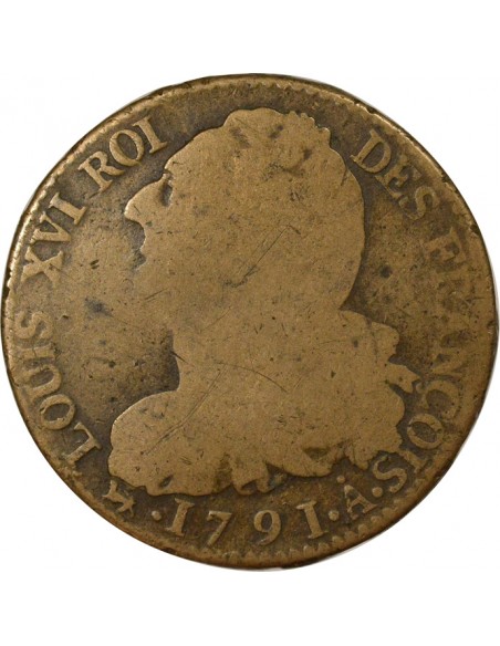 au Faisceau 2 sols dit au faisceau type Francois Cuivre 1791 A Paris