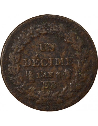 Dupré Grand Module 1 décime Cuivre An 8 BB Strasbourg