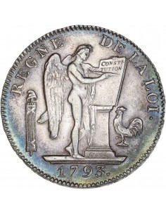 Louis XVI Convention, au Génie 6 Livres dit au génie Argent 1793 A - Paris 2
