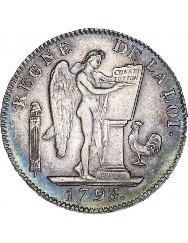 Louis XVI Convention, au Génie 6 livres Argent 1793 A - Paris