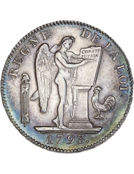 Louis XVI Convention, au Génie 6 livres Argent 1793 A - Paris