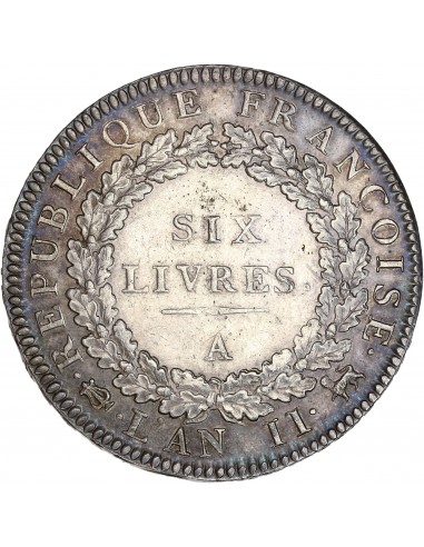 Louis XVI Convention, au Génie 6 livres Argent 1793 A - Paris