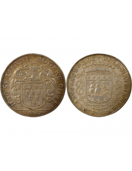 Guillaume de Lisle Maire de Nantes Jeton Argent 1687