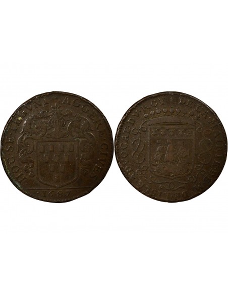 Guillaume de Lisle Maire de Nantes Jeton Cuivre 1687