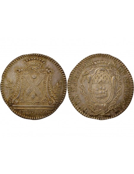 Christophe-Clair Danyel de Kervégan Maire de Nantes Jeton Argent 1789-1790