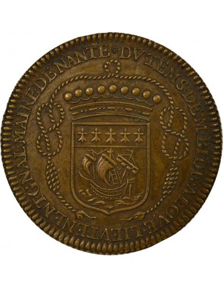 Claude Bidé Maire de Nantes Jeton Cuivre 1684