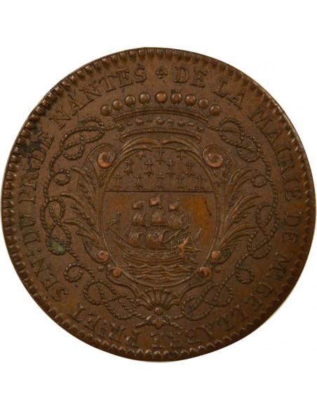 Mathurin Bellabre Maire de Nantes Jeton Cuivre 1748