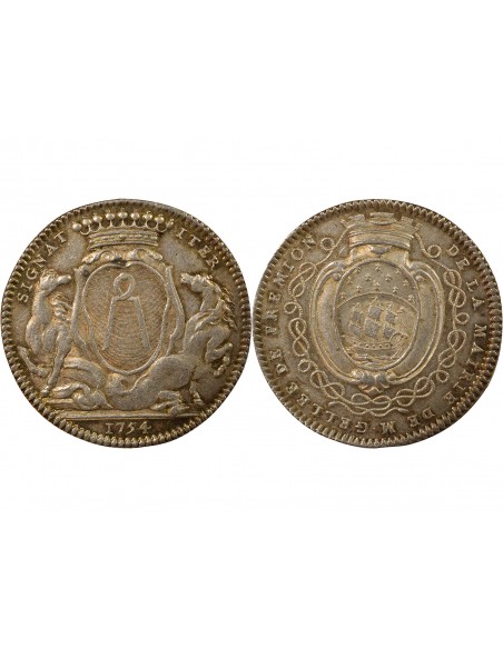 Jean-Baptiste Gellée de Prémion Maire de Nantes Jeton Argent 1754