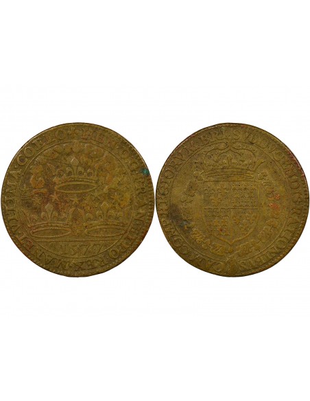 Henri III Chambre des Comptes de Bretagne Jeton Laiton 1577