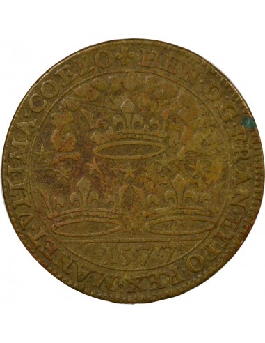 Henri III Chambre des Comptes de Bretagne Jeton Laiton 1577