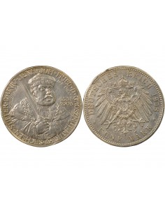 Allemagne Guillaume-Ernest de Saxe-Weimar-Eisenach 350e Anniversaire de l'Université de Jena 5 Mark Argent 1908 A Berlin