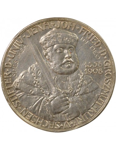 Allemagne Guillaume-Ernest de Saxe-Weimar-Eisenach 350e Anniversaire de l'Université de Jena 5 Mark Argent 1908 A Berlin
