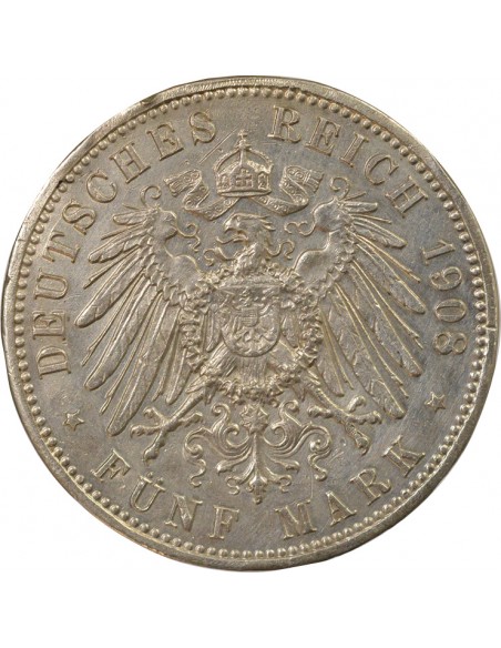 Allemagne Guillaume-Ernest de Saxe-Weimar-Eisenach 350e Anniversaire de l'Université de Jena 5 Mark Argent 1908 A Berlin