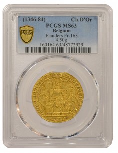 Pays-Bas Louis de Male Au Lion Chaise d'Or à l'Ecu Or 1373-1383 2