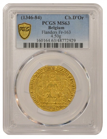 Pays-Bas Louis de Male Au Lion Chaise d'Or à l'Ecu Or 1373-1383