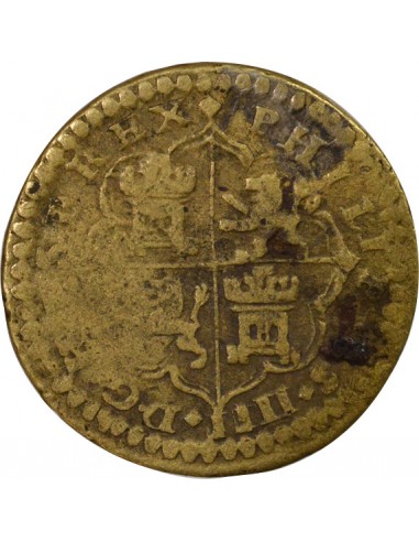 Espagne Philippe IV Balancier Montier 2 Reales Laiton 1831-1850