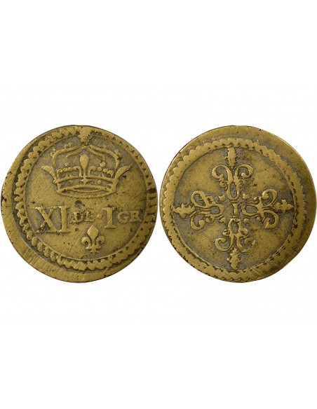 Louis XIII Poids Monétaire du Franc 1 franc Laiton