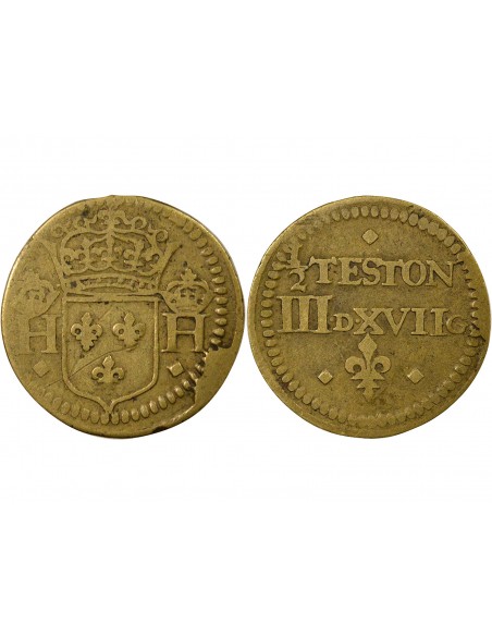 Henri III Poids Monétaire du Teston 1/2 teston Laiton