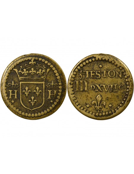 Henri III Poids Monétaire du Teston 1/2 teston Laiton