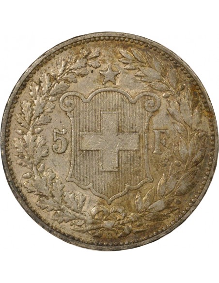 Suisse Tête d'Helvetia 5 francs Argent 1892 Berne