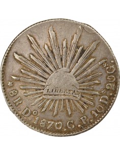 Mexique 8 reales Argent 1870 Durango 2