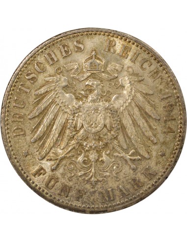 Etats Allemands (Prusse) Guillaume II de Prusse 5 mark Argent 1914 A Berlin