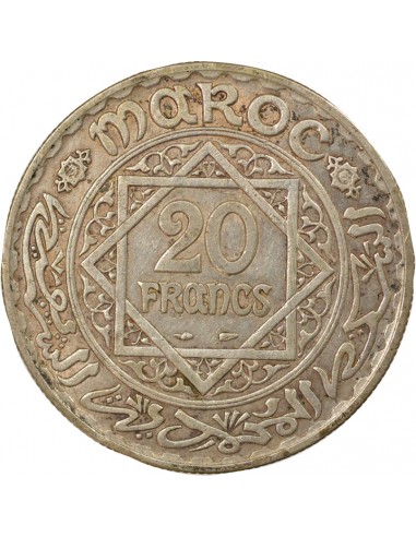 Maroc Mohammed V 20 francs Argent 1347 AH