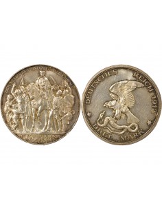 Etats Allemands (Prusse) Guillaume II de Prusse Déclaration de Guerre 3 mark Argent 1913 A Berlin