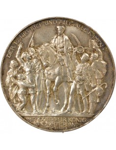 Etats Allemands (Prusse) Guillaume II de Prusse Déclaration de Guerre 3 mark Argent 1913 A Berlin 2