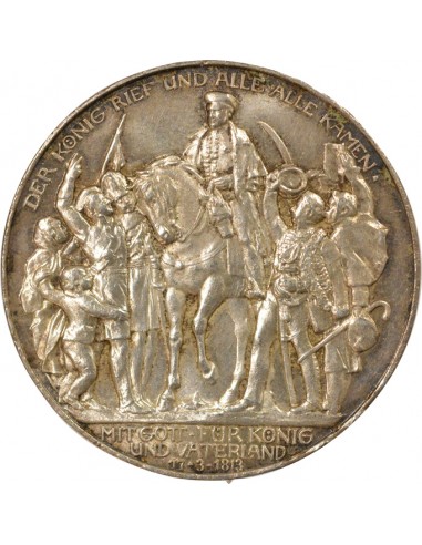 Etats Allemands (Prusse) Guillaume II de Prusse Déclaration de Guerre 3 mark Argent 1913 A Berlin