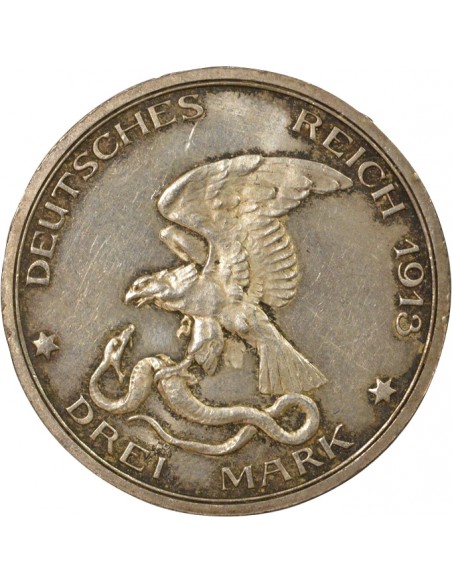 Etats Allemands (Prusse) Guillaume II de Prusse Déclaration de Guerre 3 mark Argent 1913 A Berlin