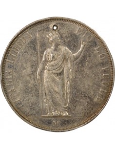 Royaume de Lombardie Gouvernement Provisoire 5 lire Argent 1848 M Milan 2