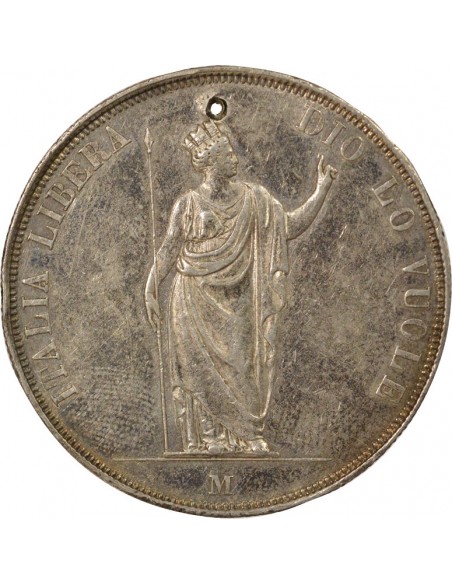 Royaume de Lombardie Gouvernement Provisoire 5 lire Argent 1848 M Milan