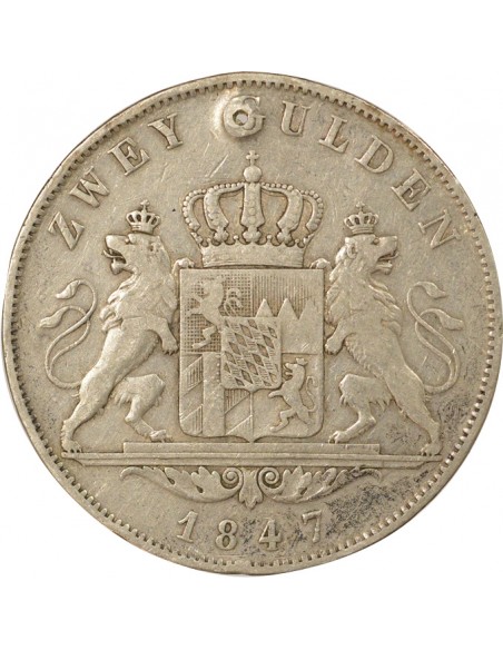 Etats Allemands (Bavière) Louis Ier 2 Gulden Argent 1847