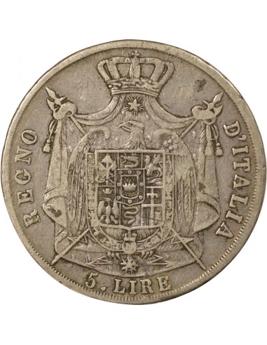 Roi d'Italie 5 lire Argent 1810 M Milan