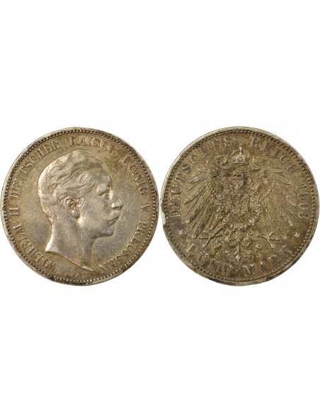 Etats Allemands (Prusse) Guillaume II de Prusse 5 mark Argent 1903 A Berlin