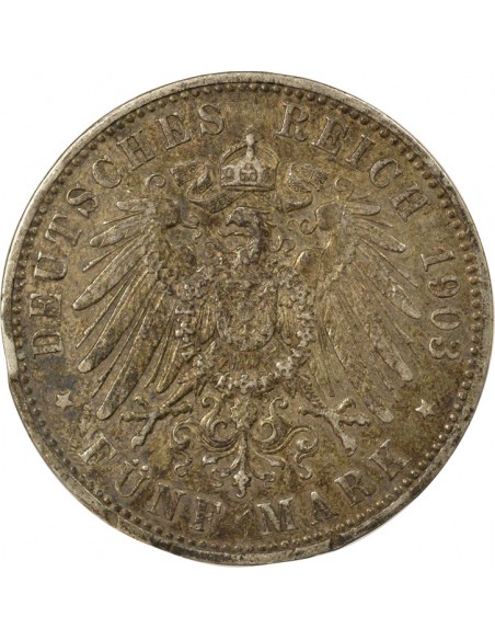 Etats Allemands (Prusse) Guillaume II de Prusse 5 mark Argent 1903 A Berlin