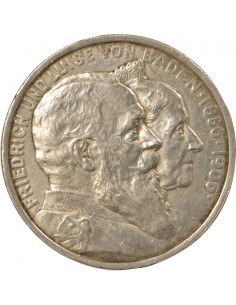 Baden Frédéric II de Bade Noces d'Or 5 mark Argent 1906 G Karlsruhe 2
