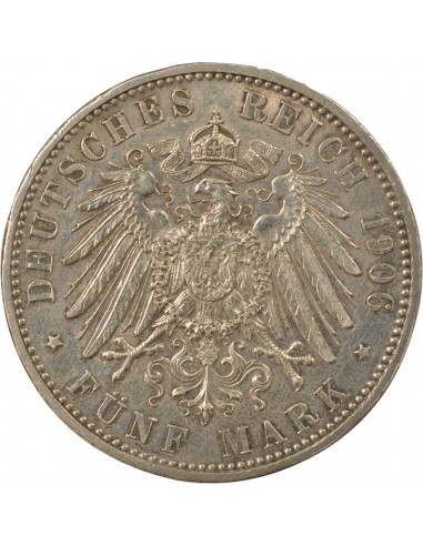 Baden Frédéric II de Bade Noces d'Or 5 mark Argent 1906 G Karlsruhe