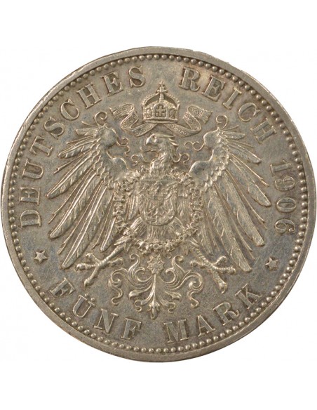 Baden Frédéric II de Bade Noces d'Or 5 mark Argent 1906 G Karlsruhe