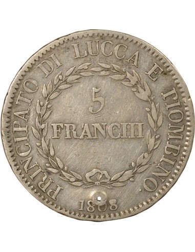 Etats Italiens Elisa Bonaparte 5 franchi Argent 1808 Florence