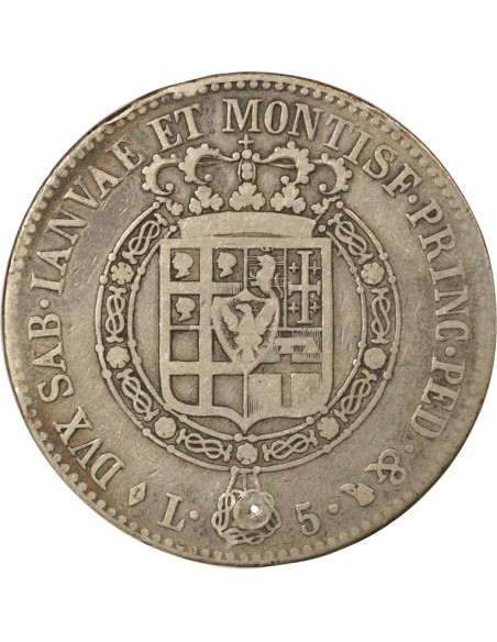 Sardaigne Victor-Emmanuel Ier de Savoie 5 lire Argent 1818 T Turin