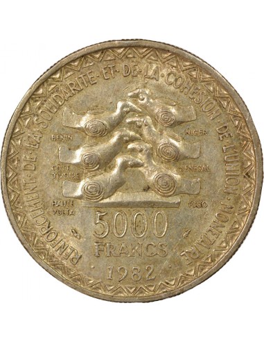 Afrique de l'Ouest 20 ans Union Monétaire 5000 Francs Argent 1982 A Paris