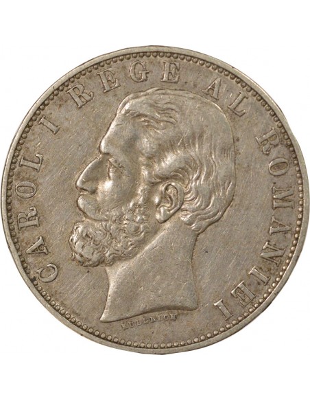 Roumanie Carol I 5 lei Argent 1883 B Bucarest