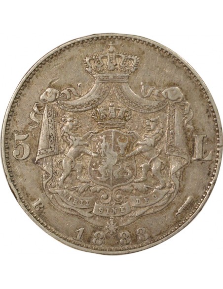 Roumanie Carol I 5 lei Argent 1883 B Bucarest