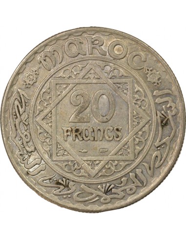 Maroc Mohammed V 20 francs Argent 1352 AH