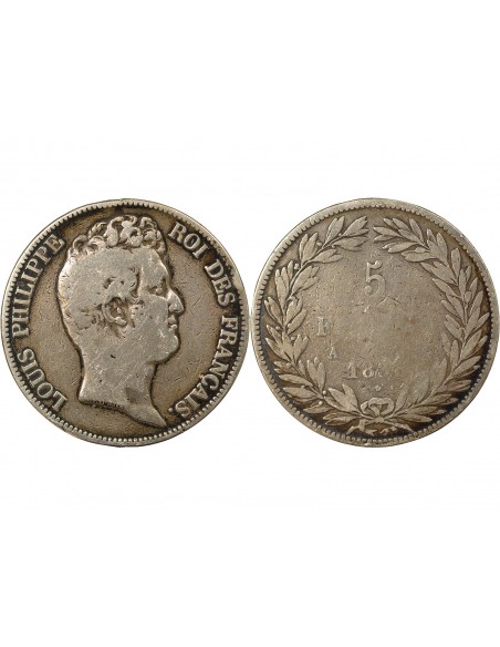 Louis-Philippe Ier Sans le I 5 Francs Argent 1830 A - Paris
