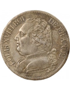 Louis XVIII Buste Habillé 5 Francs Argent 1814 M Toulouse 2