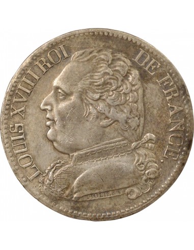Louis XVIII Buste Habillé 5 Francs Argent 1814 M Toulouse