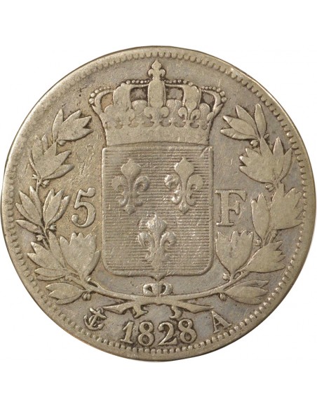 Charles X 2nd Type 5 Francs Argent 1828 A - Paris